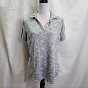 LadyโHagen Gray Split Neck Performance Polo Size Large